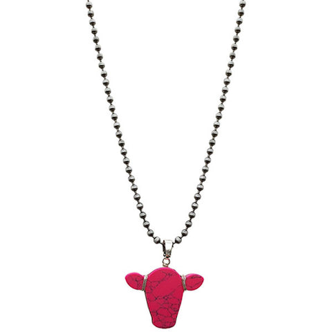 Pink Cow Head Navajo Pearl Necklace