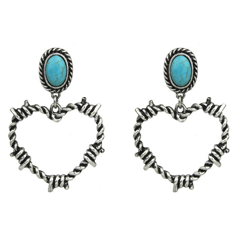 Barbed Wire Heart Earrings