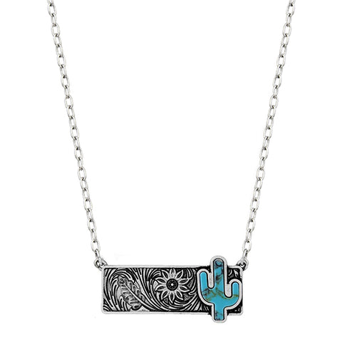 Tooled Bar Cactus Necklace