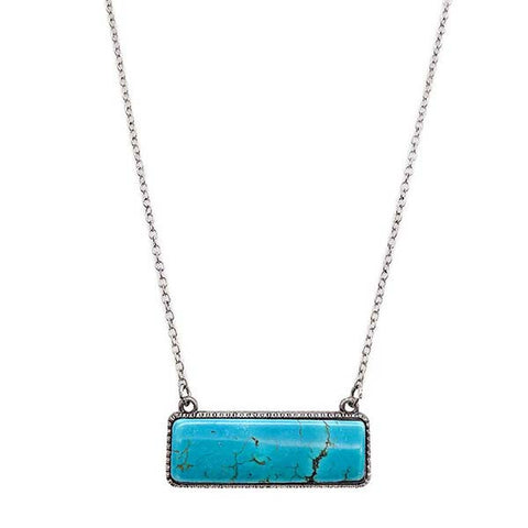 Turquoise Stone Bar Necklace