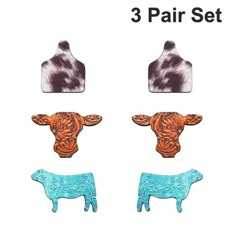 Mini 3pc COW Earring Set
