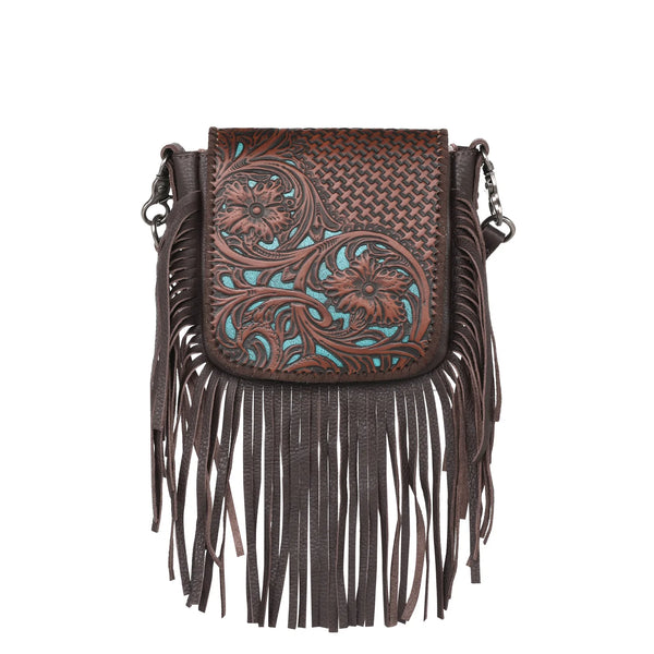 White Fringe Bohemian Tooled Leather Messenger Crossbody Bag Purse   Montana West, American Bling, Trinity Ranch Western Purses & Bags