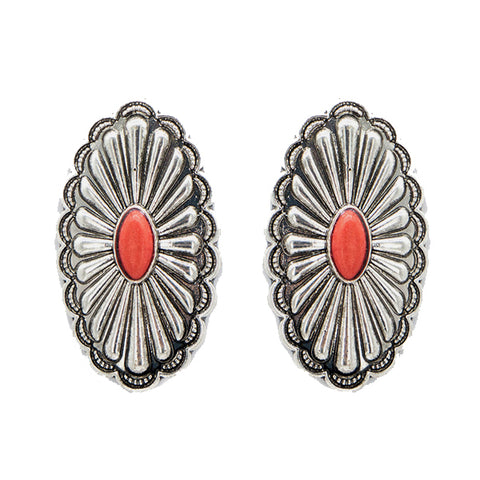 Red Stone Concho Earrings