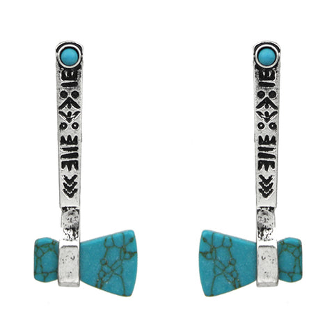 Turquoise Stone Axe Earrings