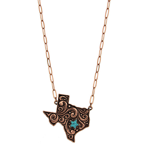Copper Tooled Texas Necklace