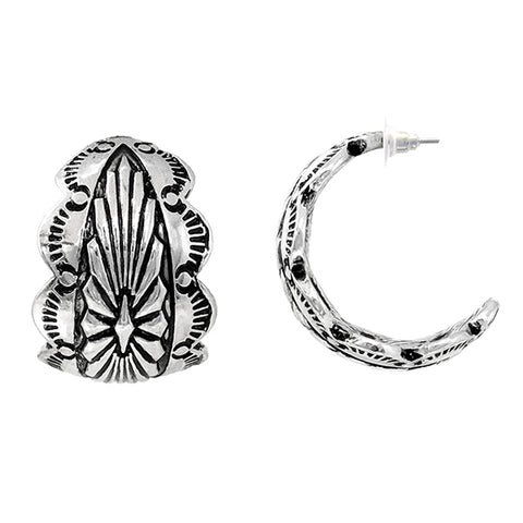 Western Concho Hoop Earrings
