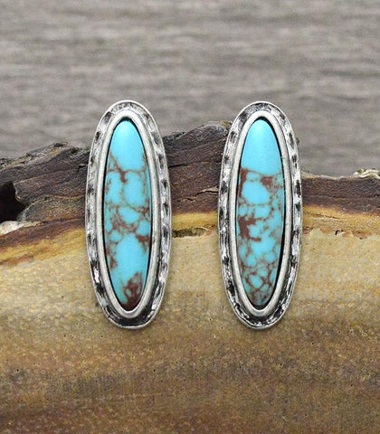 Western Stone Post Earrings - Turquoise