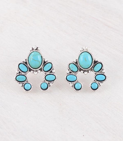 Western Squash Blossom Turquoise stud earrings