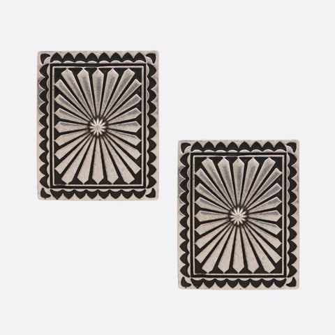 Western Square Concho Post Earrings