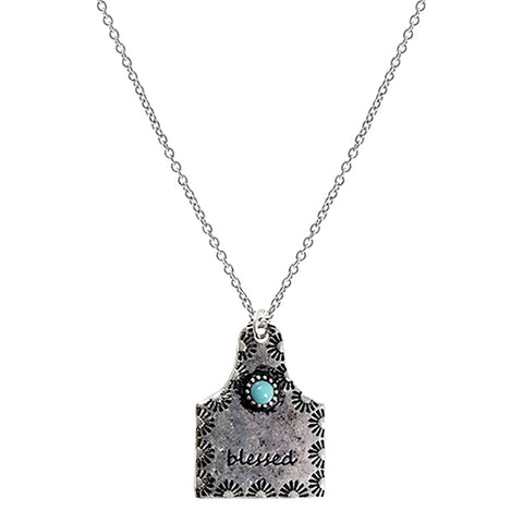 Cow Tag "BLESSED" Necklace