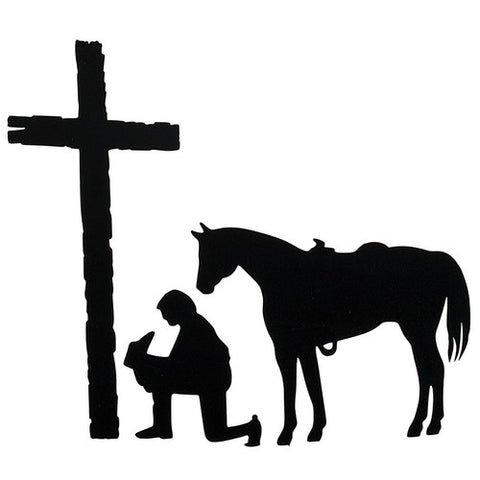 Kneeling Cowboy & Horse @ the Cross Sticker