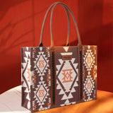 Wrangler Southwestern Print Canvas Large Tote -Coffee