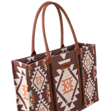 Wrangler Southwestern Print Canvas Large Tote -Coffee