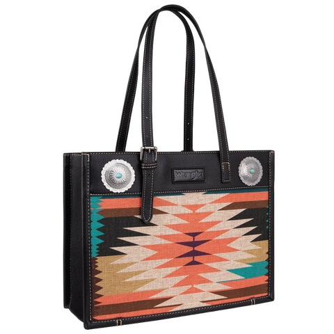 Wrangler Southwestern Aztec Printed Black Tote Bag