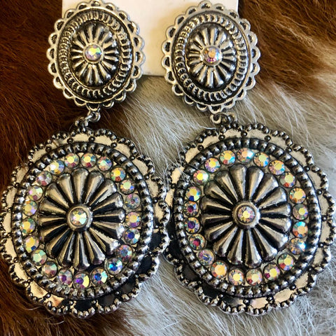 Round Concho & AB Rhinestone Studs