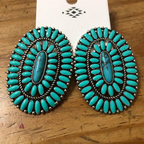 Turquoise Oval Stone Studs