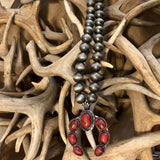 Red Naja & Navajo Inspired Pearl Necklace