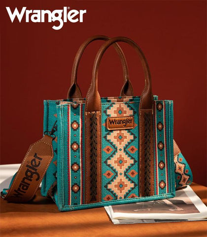 Wrangler Southwestern Canvas Crossbody - Turquoise