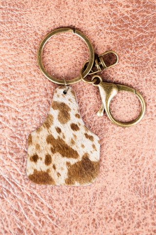 Cattle Tag Key chain - Brown