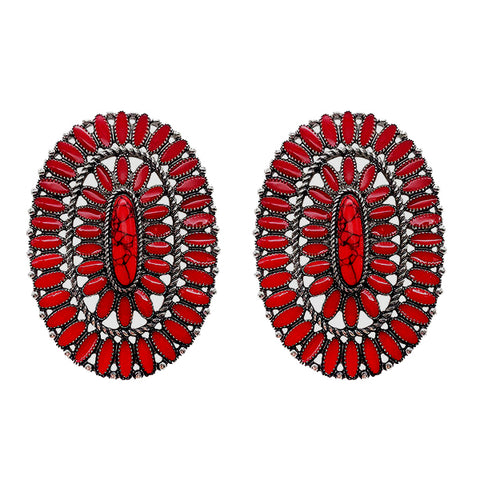 Oval Squash Studs - Red