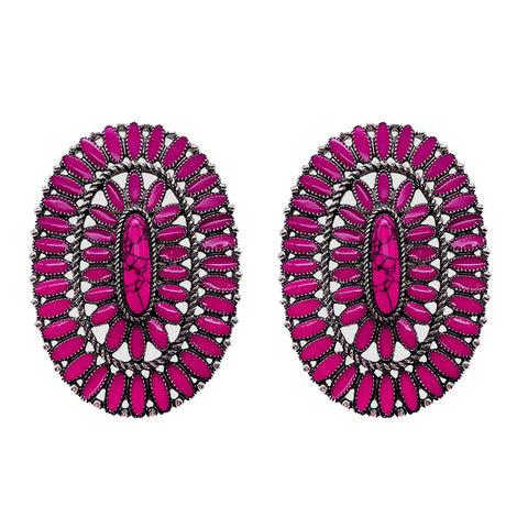 Pink Stone Stud Earrings