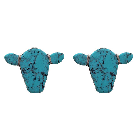 Turquoise Cow Head Earrings