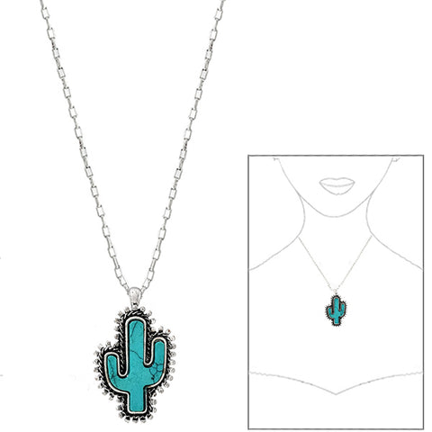 Cactus Stone Necklace - Turquoise