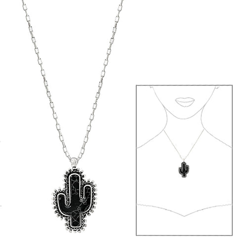 Cactus Stone Necklace - Black
