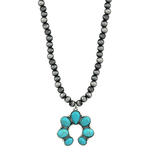 Turquoise Squash Navajo Pearl Short Necklace