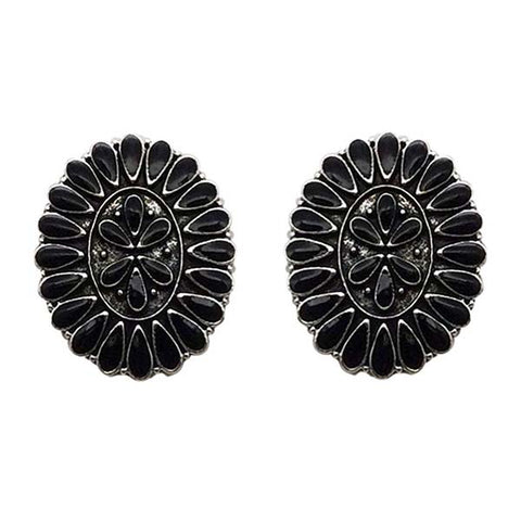 Black Oval Squash Post Earrings