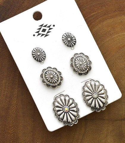 Western Concho Mini Earring Set