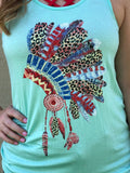 Turquoise Leopard Headdress Tank