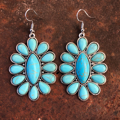 Turquoise Stone Desert Flower Earrings