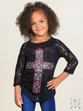 Lil' Gals Cross Raglan w/lace Sleeves