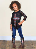 Lil' Gals Cross Raglan w/lace Sleeves