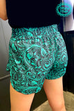 Turquoise Tooled Sheridan Shorts