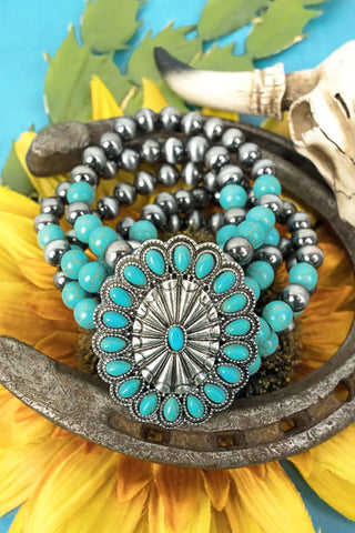 Calhoun Concho Turquoise Navajo Pearl Bracelet