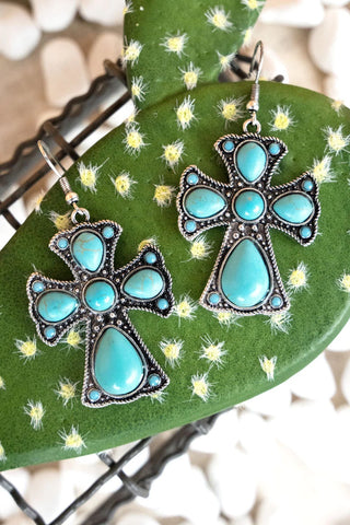 Sheridan Cross Earrings - Turquoise