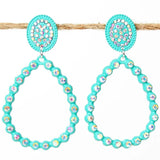AB Crystal Outlined Teardrop Earrings (More color choice available)