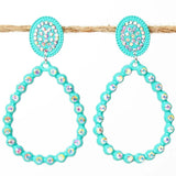 AB Crystal Outlined Teardrop Earrings (More color choice available)