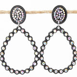 AB Crystal Outlined Teardrop Earrings (More color choice available)