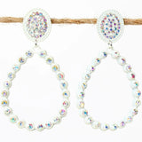 AB Crystal Outlined Teardrop Earrings (More color choice available)