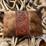 Montana West Hair-On Cowhide Leather Clutch/Crossbody - Brown
