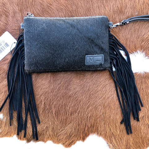 Hair-On Cowhide Leather Fringe Clutch/Crossbody by Montana West