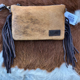 Hair-On Cowhide Leather Fringe Clutch/Crossbody by Montana West