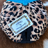 Turquoise Glitter Cheetah Ponytail Cap