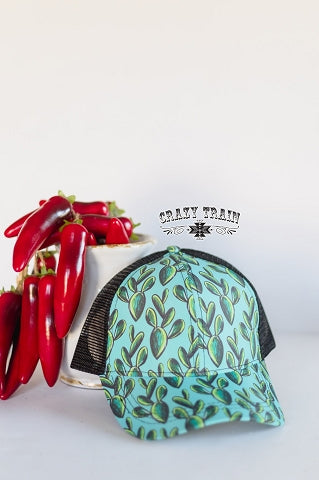 Kiss My Cactus Cap in Turquoise by Crazy Train